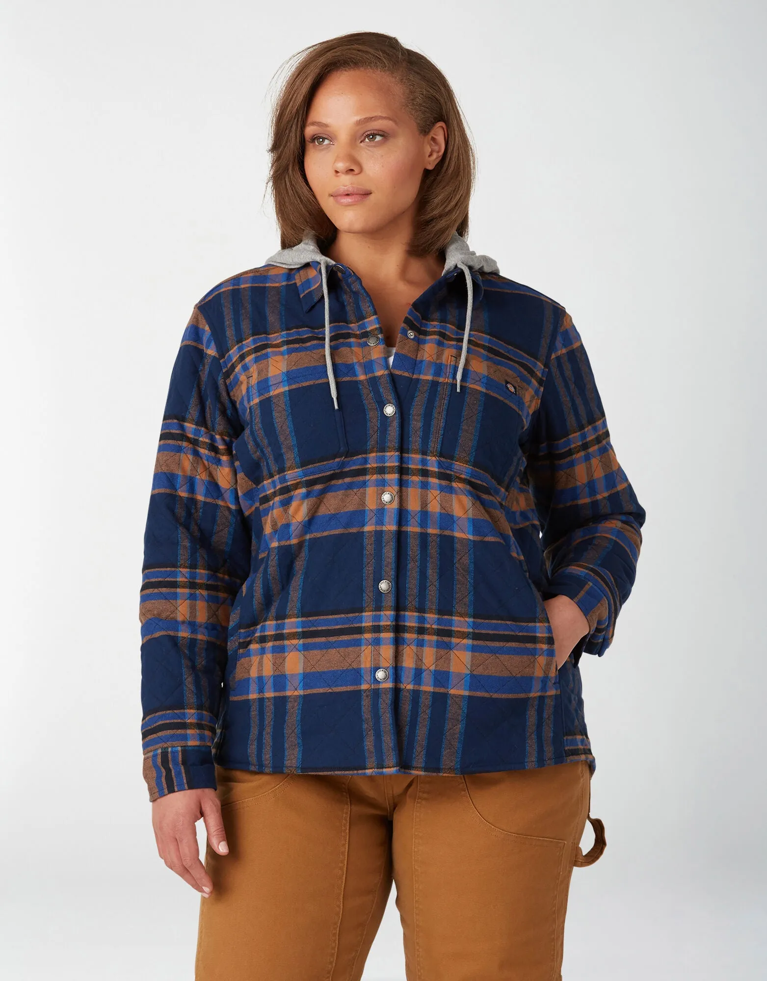 Dickies W Flannel Hooded Shirt Jacket