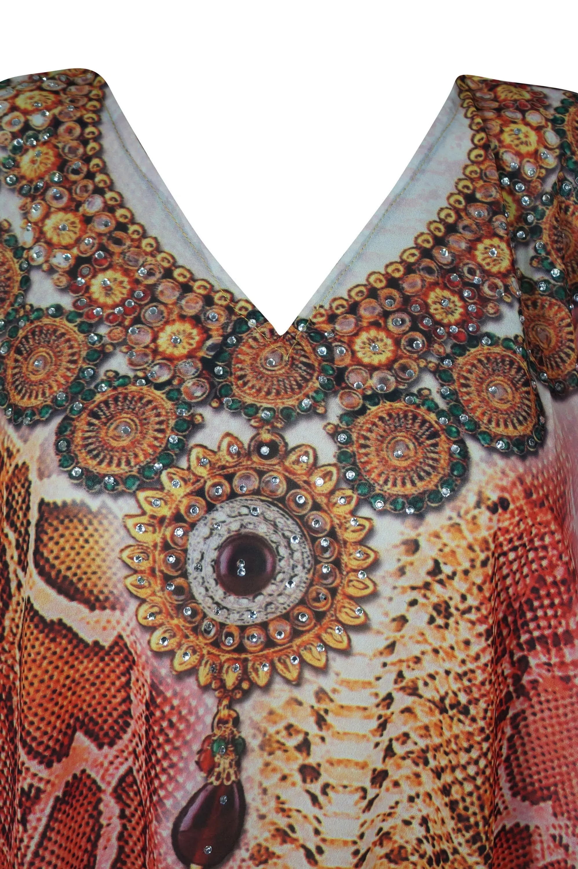 Digital Printed Kimono Caftan Dress, Pink Maternity Night Gown, Size