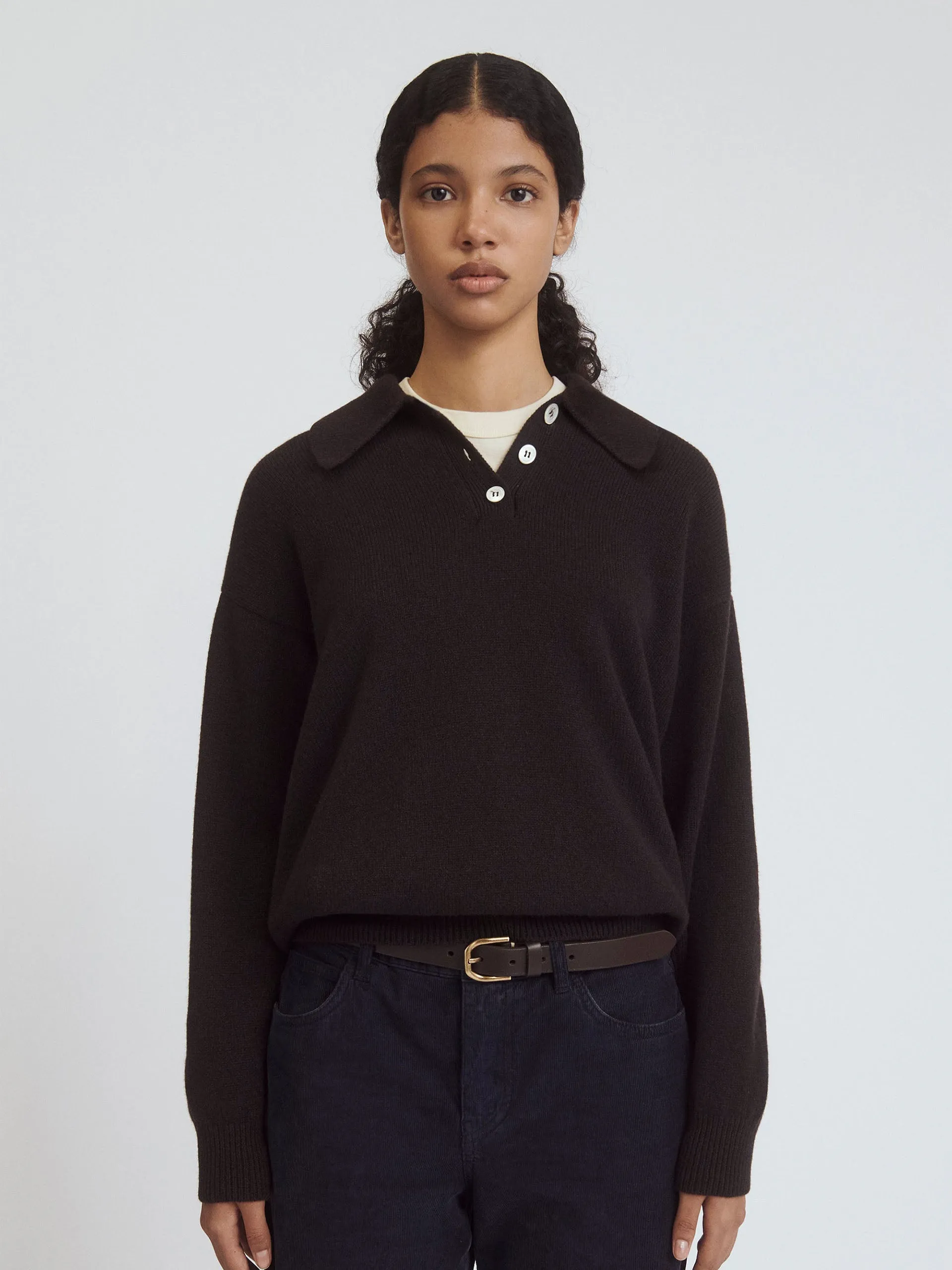 Edith polo shirt in dark brown