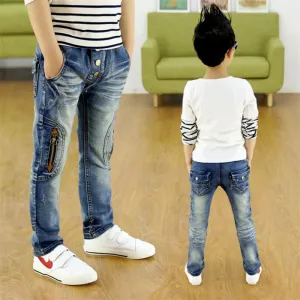 Elastic Waist Zipper Jeans