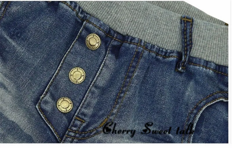 Elastic Waist Zipper Jeans