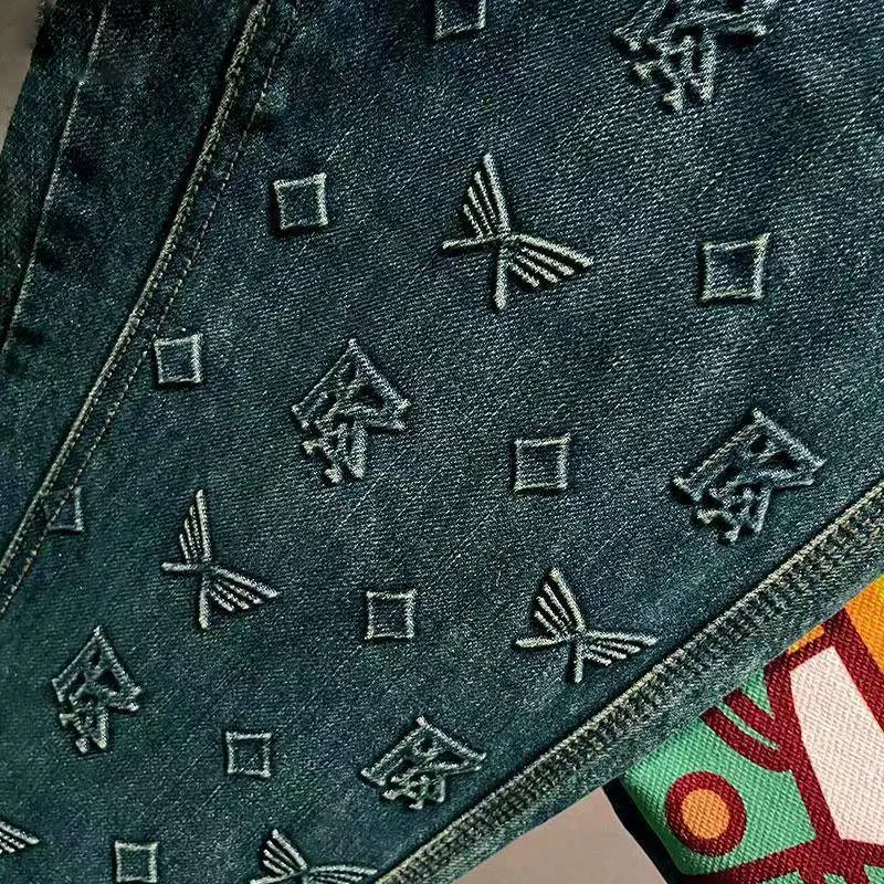 Embroidery Stonewashed Casual Fashion Jeans