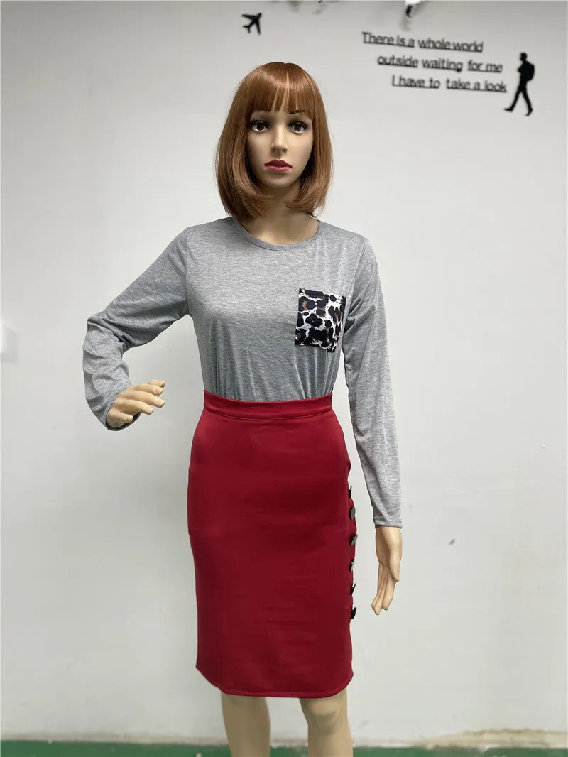 Europe Women All-Matching Slim Look Hip Flattering Sexy Splitted Skirt Popular Uniform Skirt