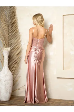 Eva USA 5253 Formal Fitted Beaded Long Slit Prom Dress