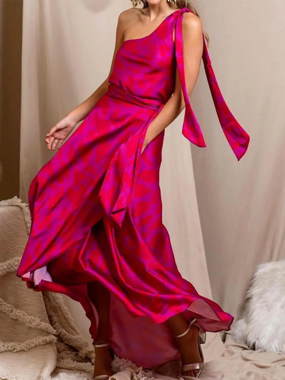 Fashion Elegant Sleeveless Solid Color Gown Dress