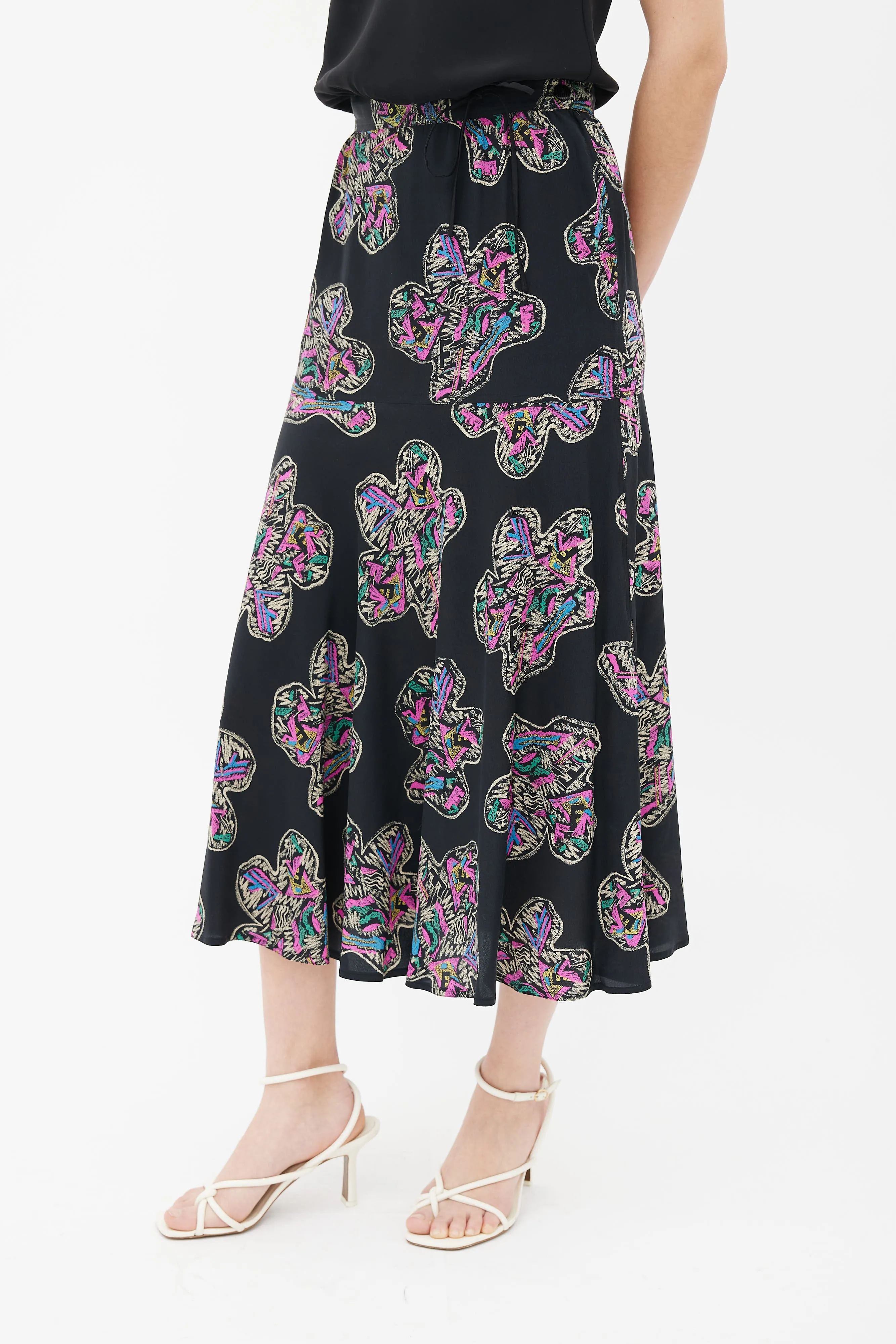 Fendi 365 Multicolor Printed A-line Slip Skirt