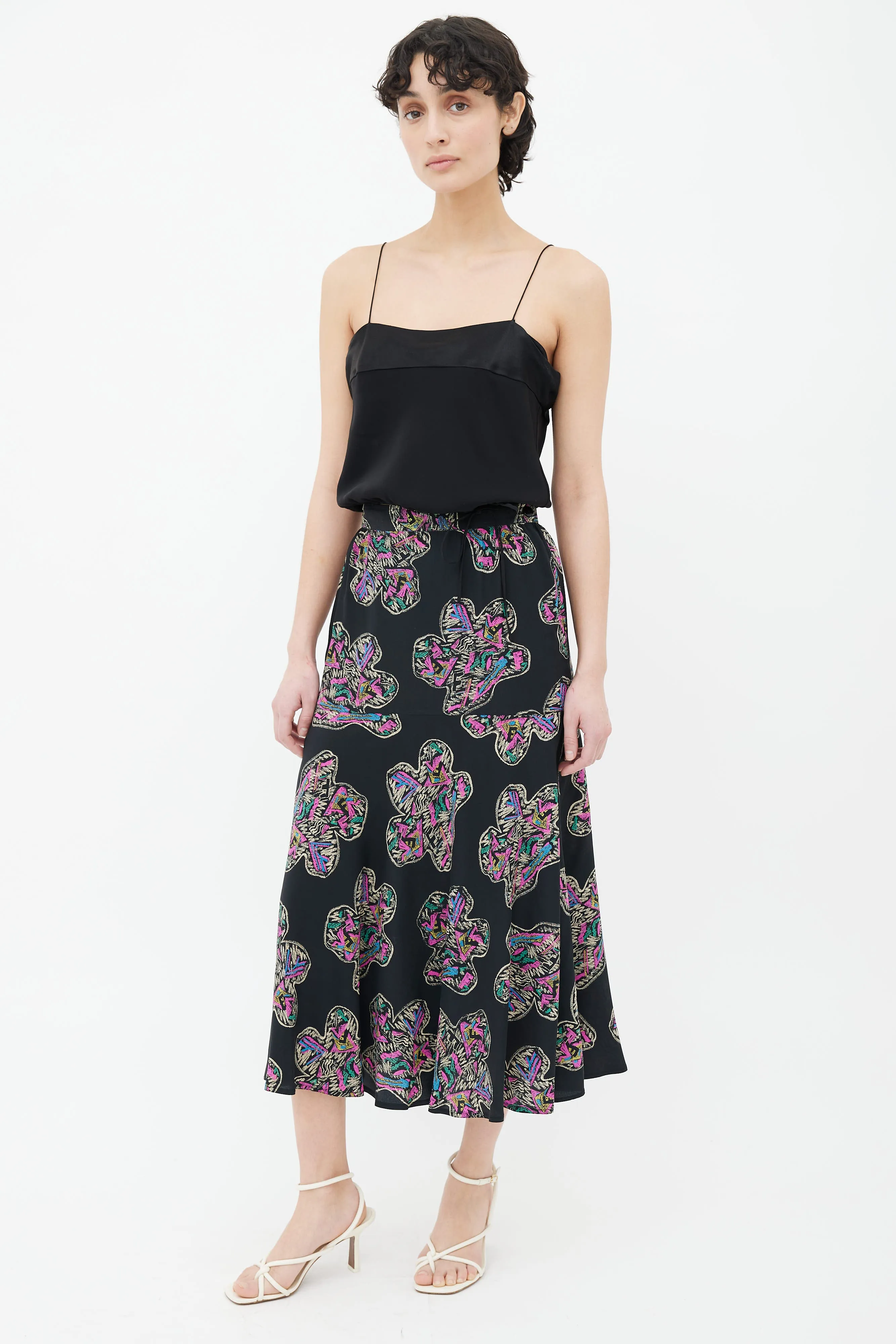 Fendi 365 Multicolor Printed A-line Slip Skirt