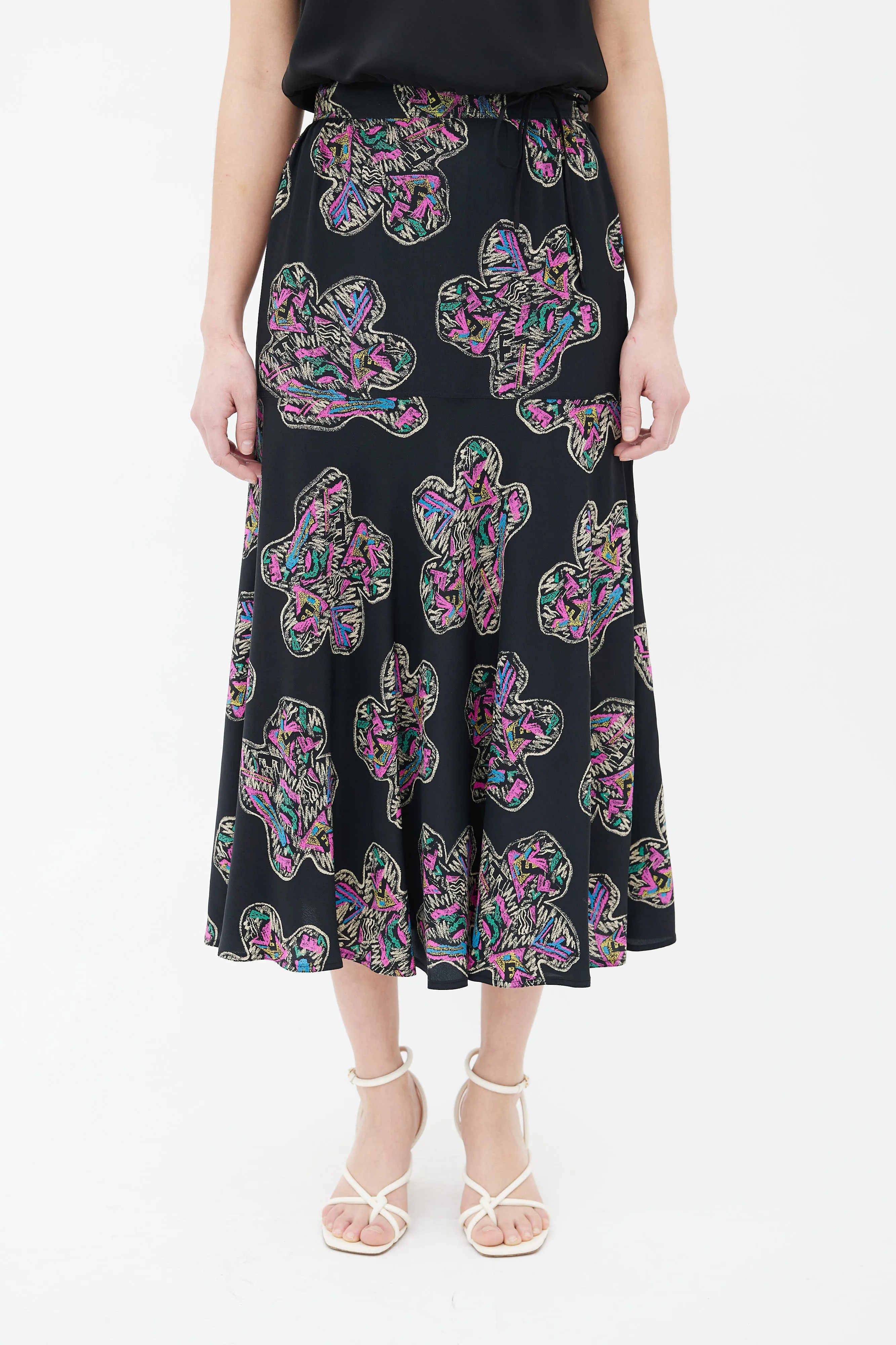 Fendi 365 Multicolor Printed A-line Slip Skirt