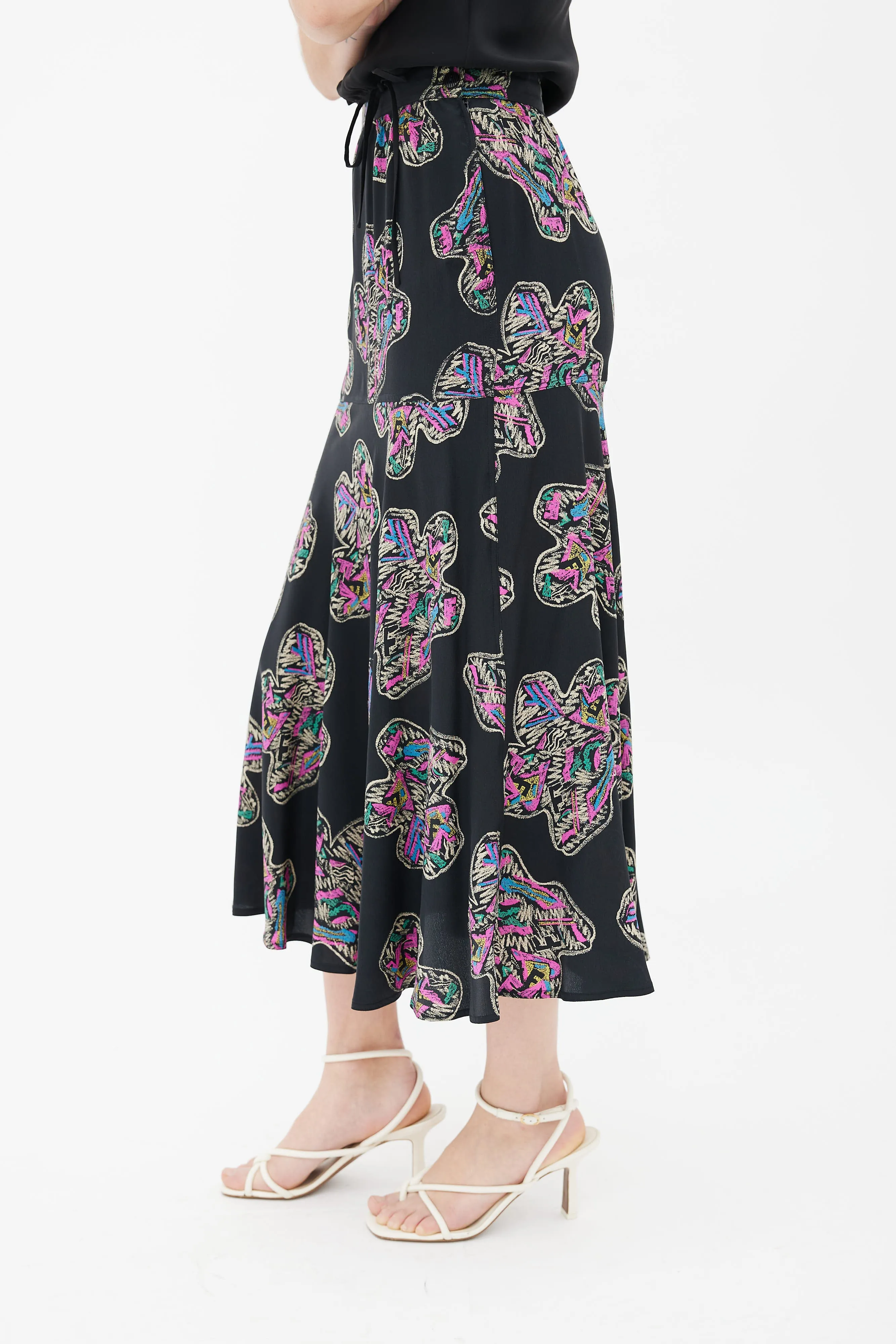 Fendi 365 Multicolor Printed A-line Slip Skirt