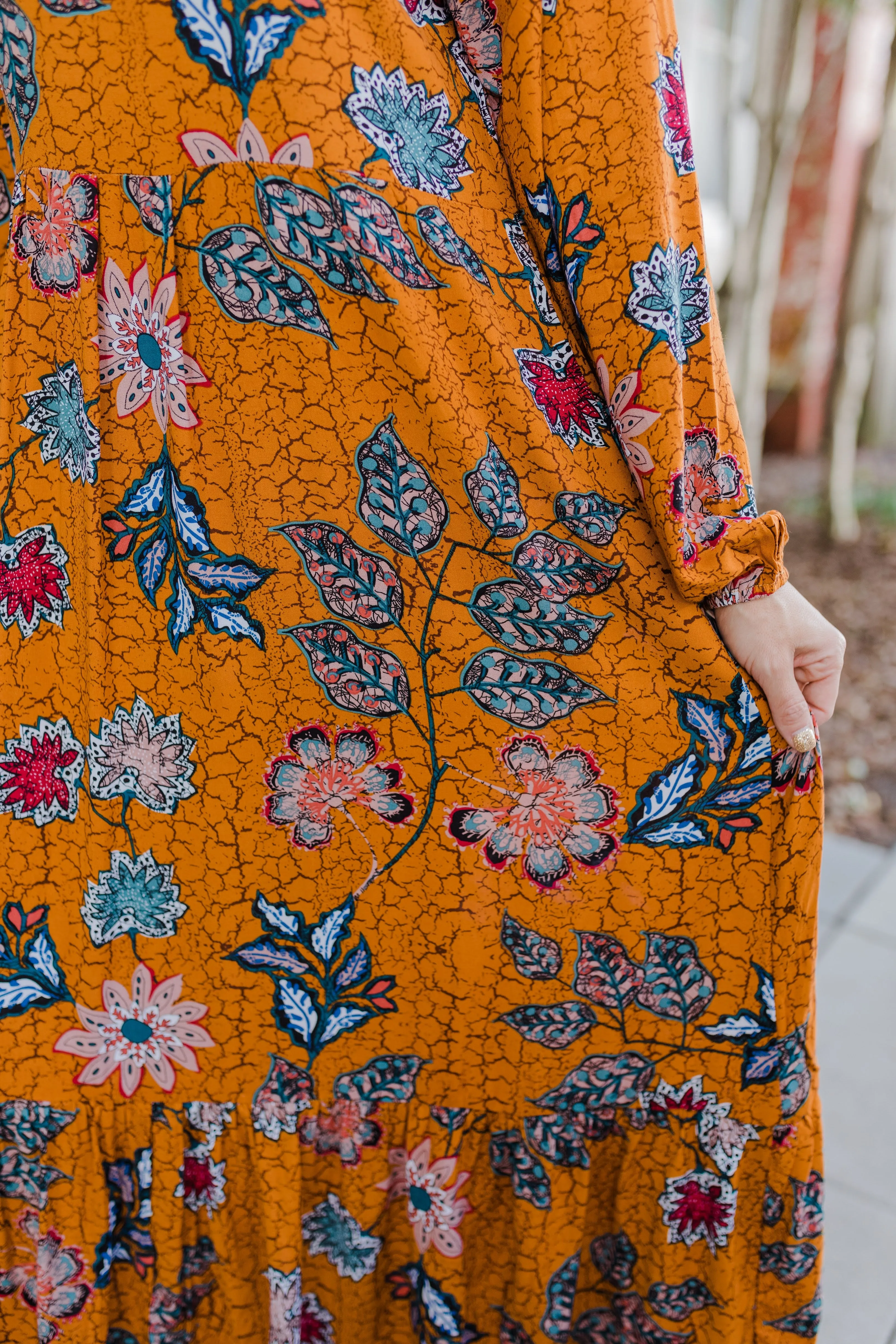 FINAL SALE I'm All In Floral Print Long Sleeve Midi Dress