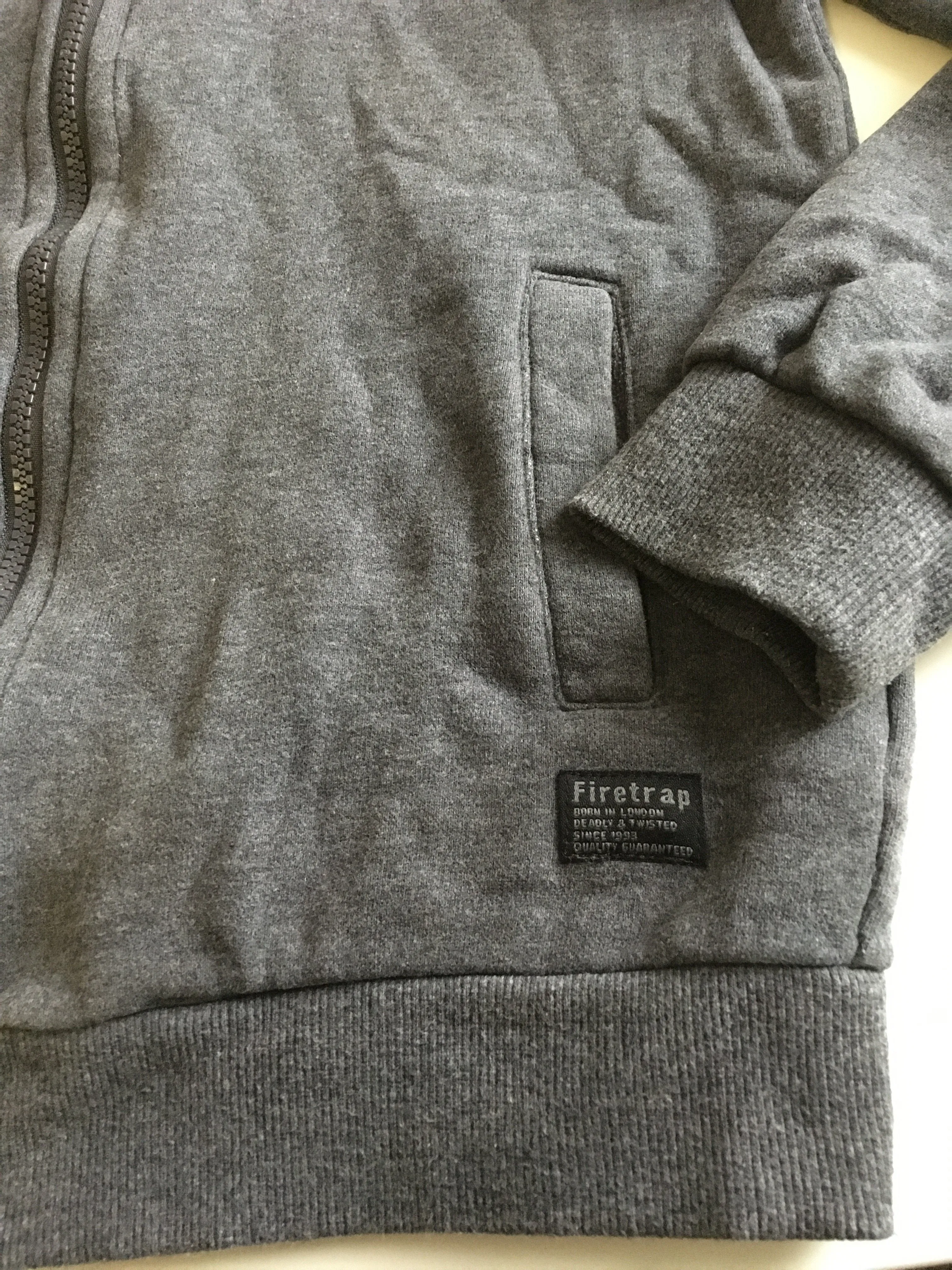 Firetrap Boys Charcoal Grey Zip Up Hoodie Jumper - Boys 11-12yrs