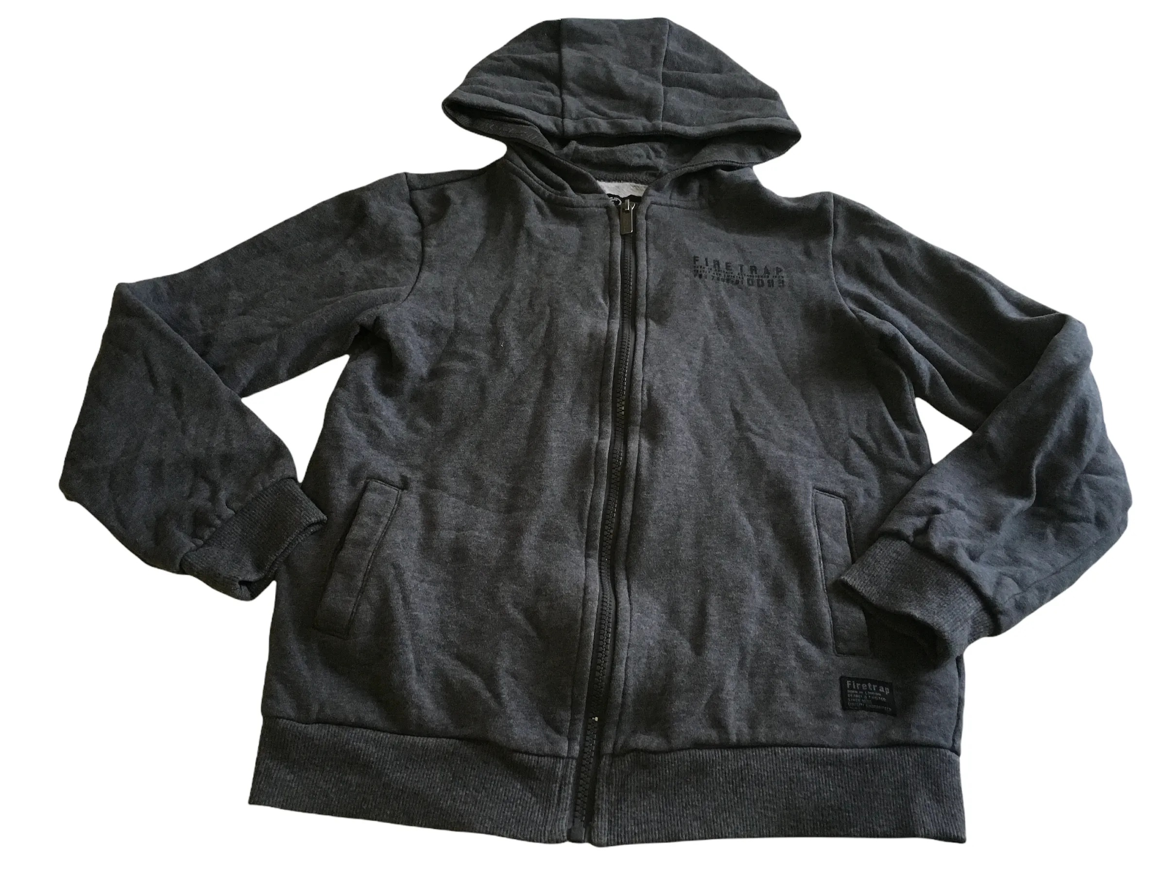 Firetrap Boys Charcoal Grey Zip Up Hoodie Jumper - Boys 11-12yrs