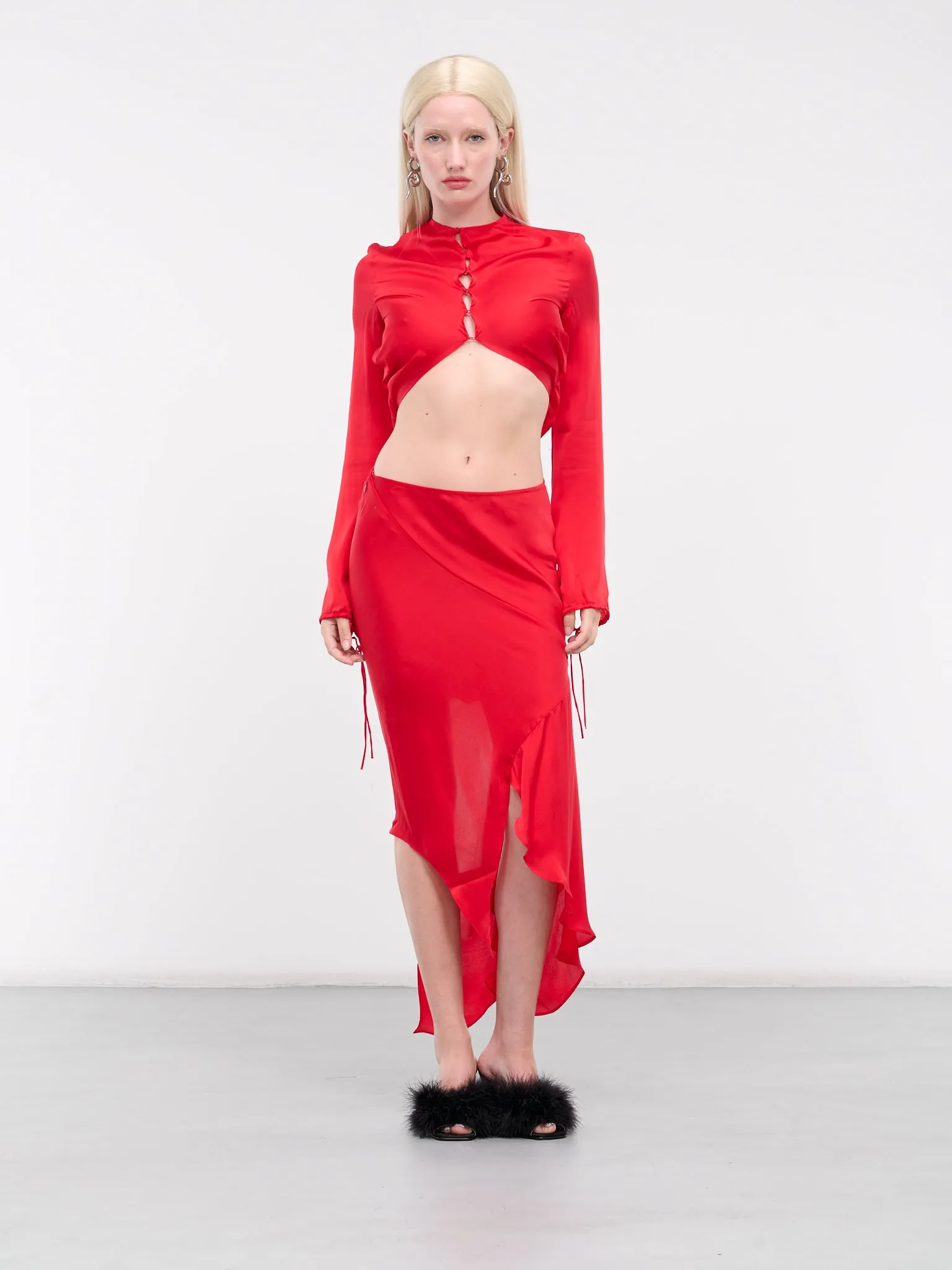 Fluid Silk Blouse (AC0679-BRIGHT-RED)