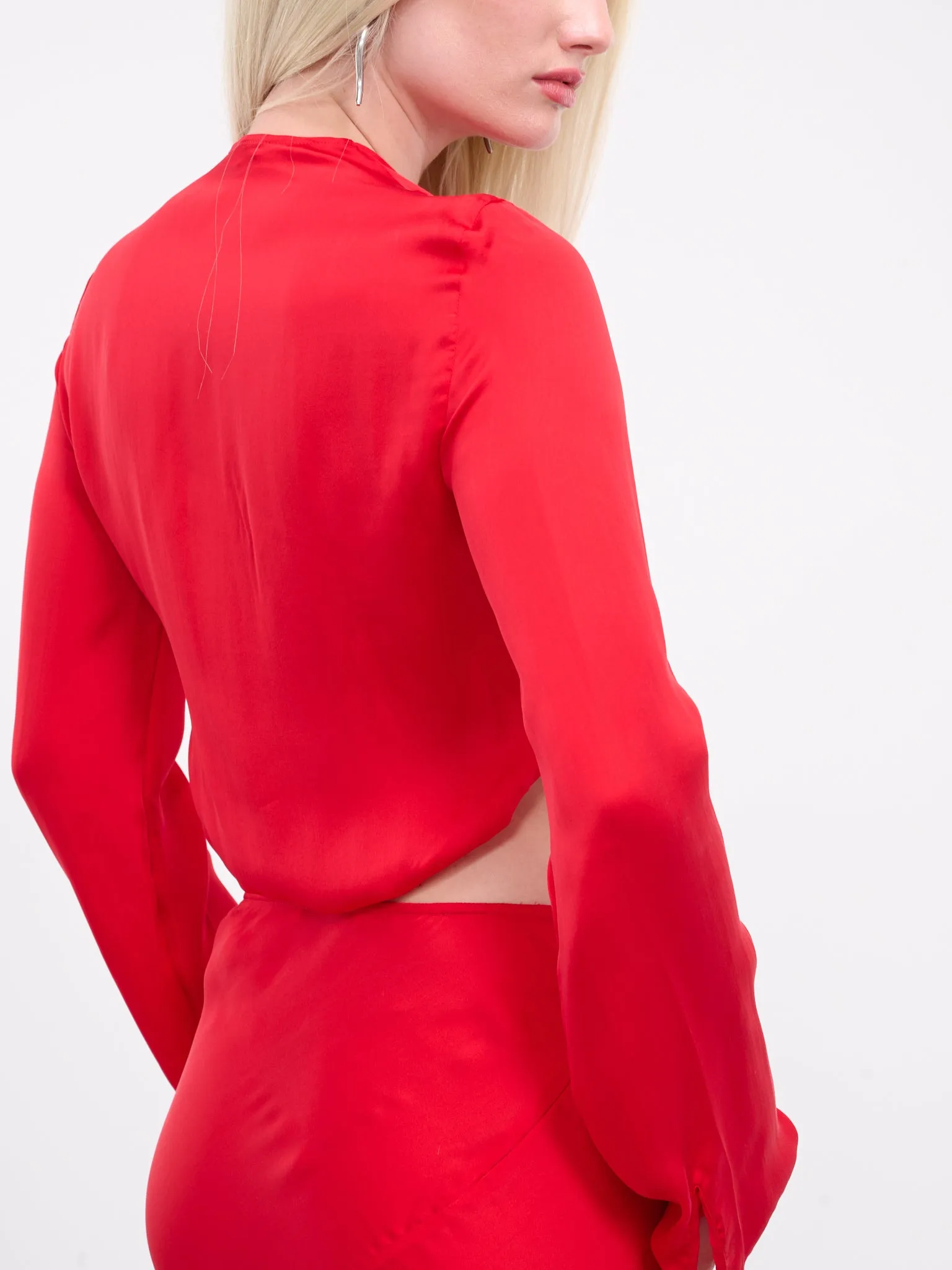 Fluid Silk Blouse (AC0679-BRIGHT-RED)