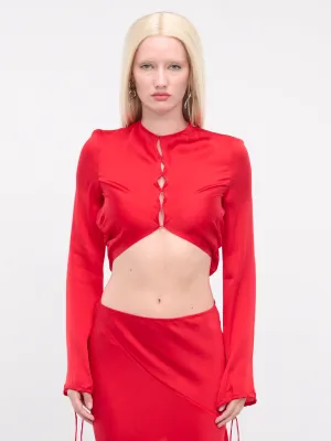 Fluid Silk Blouse (AC0679-BRIGHT-RED)