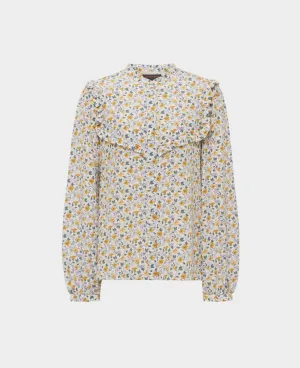 Frill Nehru Collar Liberty Silk Shirt