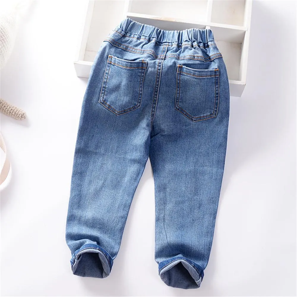 Girls Cartoon Solid Color Casual Jeans Wholesale
