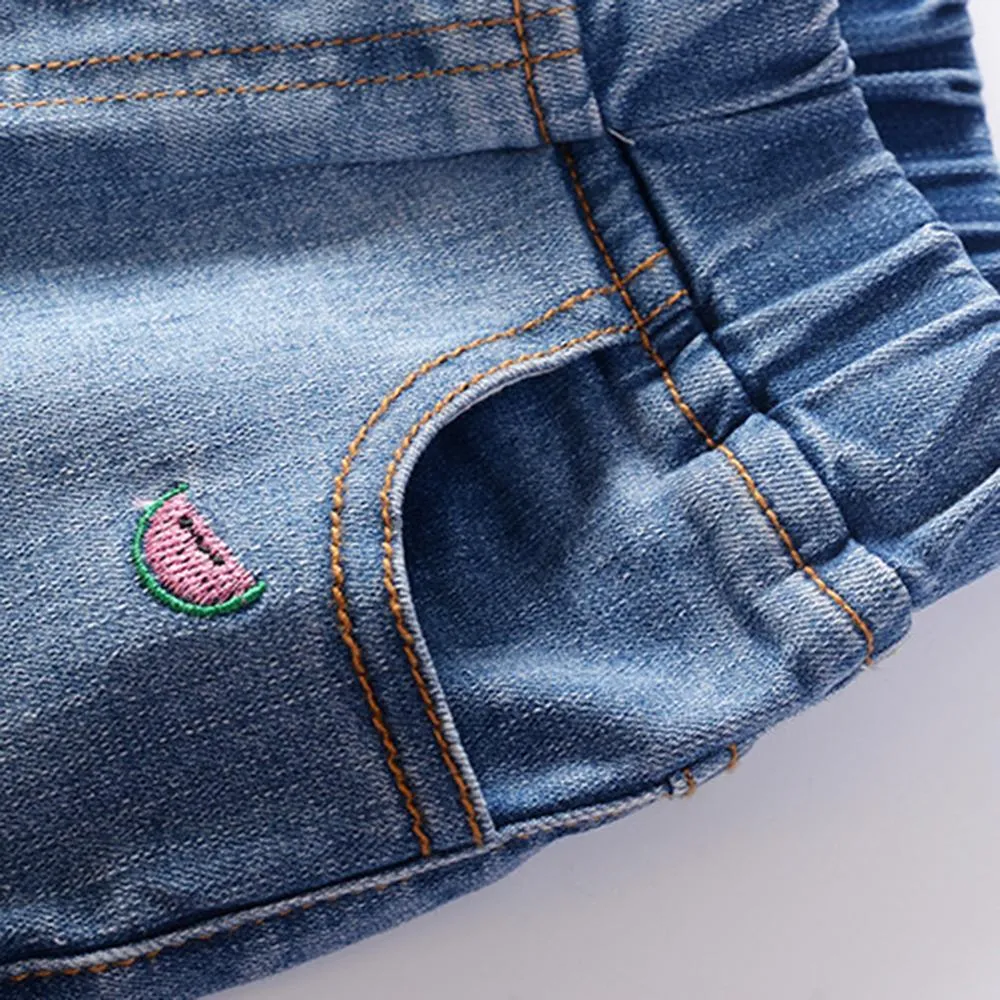 Girls Cartoon Solid Color Casual Jeans Wholesale