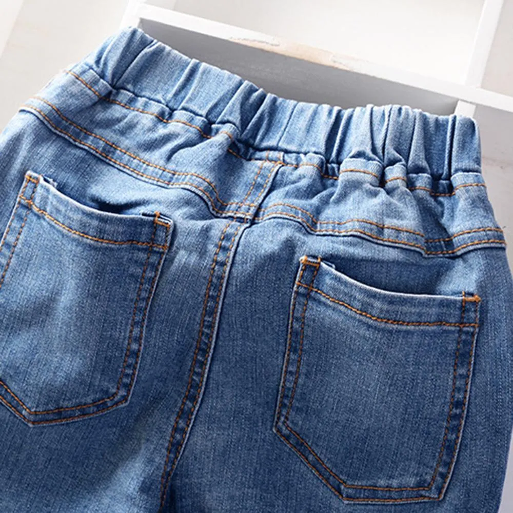 Girls Cartoon Solid Color Casual Jeans Wholesale