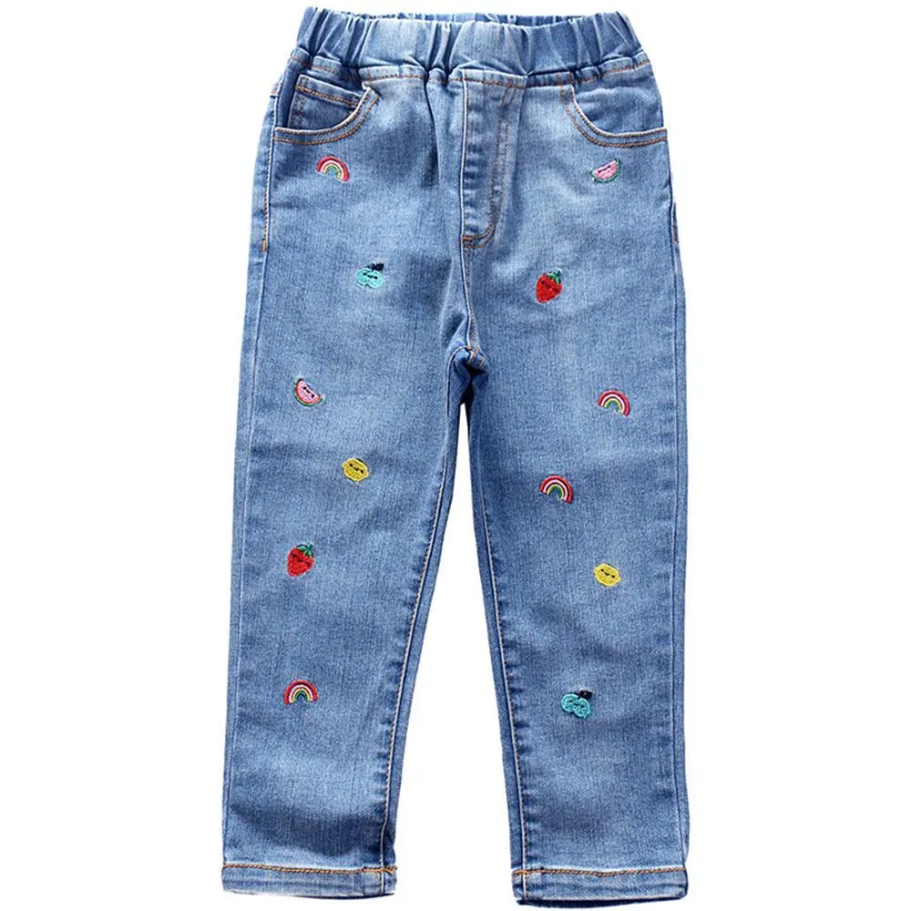 Girls Cartoon Solid Color Casual Jeans Wholesale