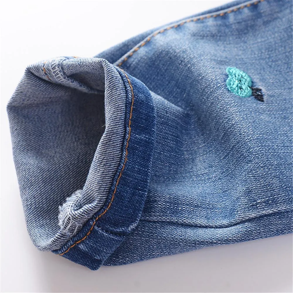 Girls Cartoon Solid Color Casual Jeans Wholesale