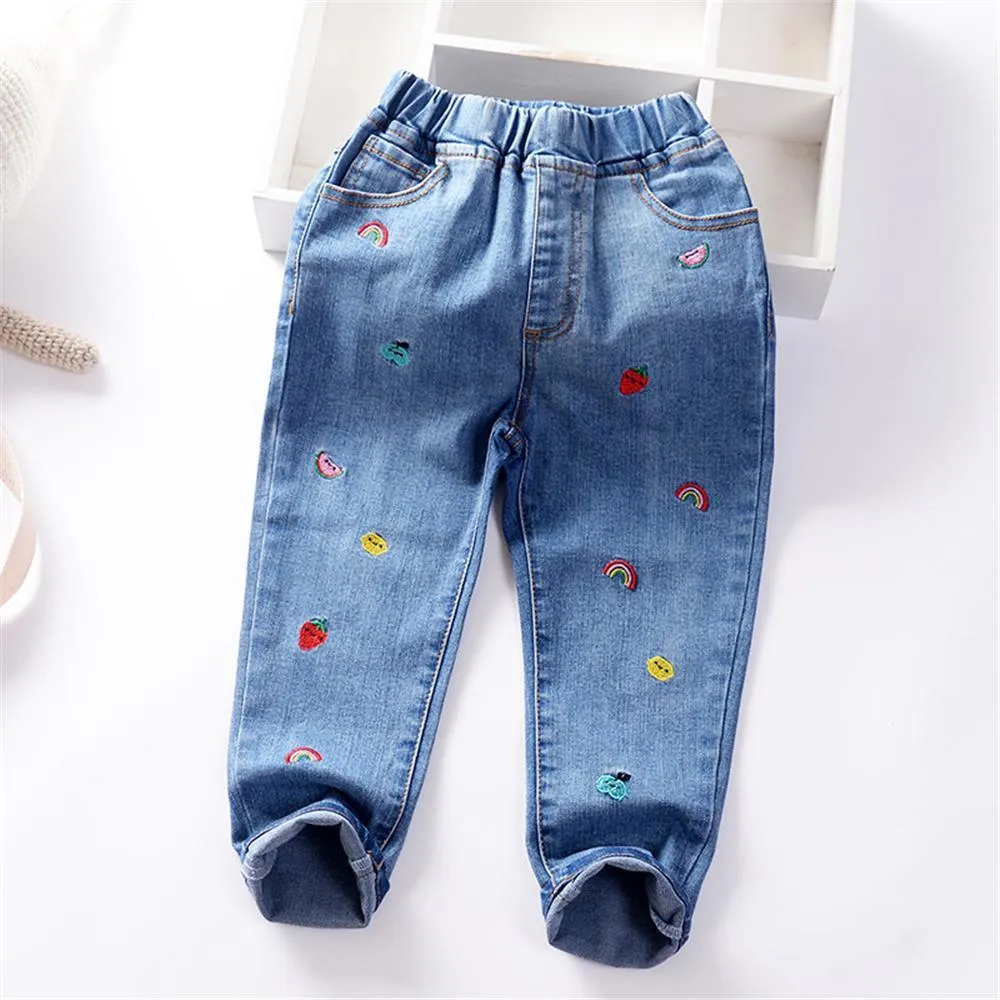 Girls Cartoon Solid Color Casual Jeans Wholesale