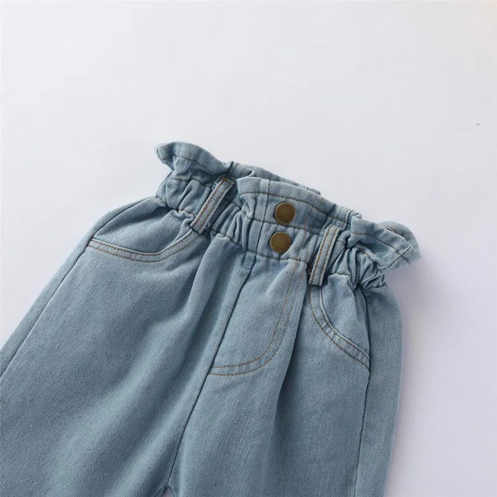 Girls Solid Color All Season Casual Jeans Wholesale Girl Clothing
