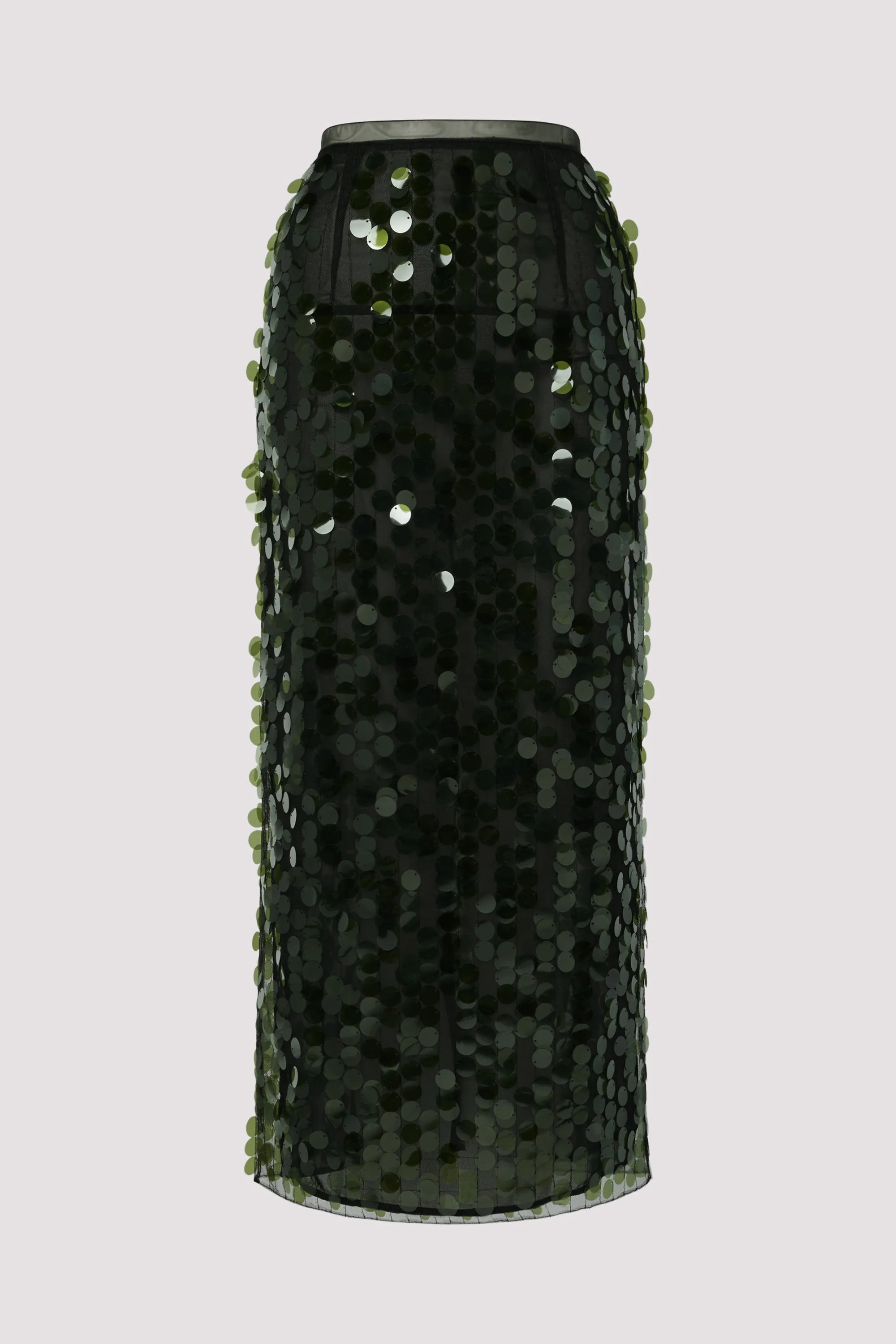 Green Dia Sequin Midi Skirt