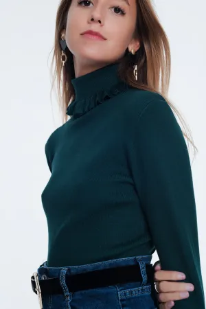 Green turtleneck sweatshirt