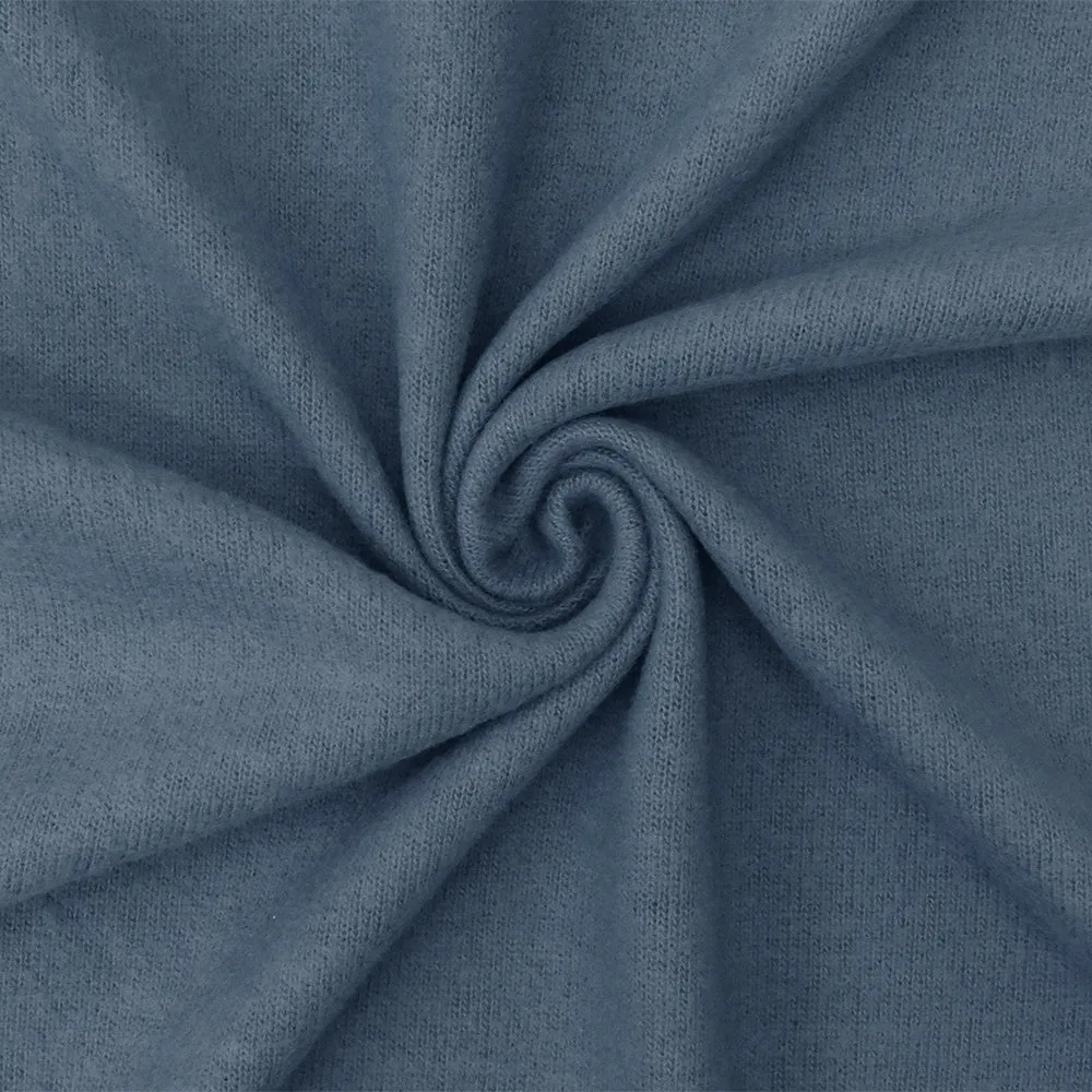 Harbor Blue Solid Stretch Brushed Jersey Knit Fabric