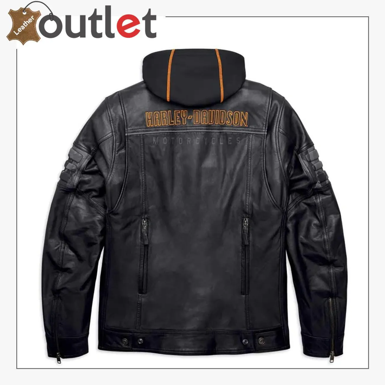 Harley-Davidson Men's Bridgeport Black Leather Jacket Hoodie 3 in 1