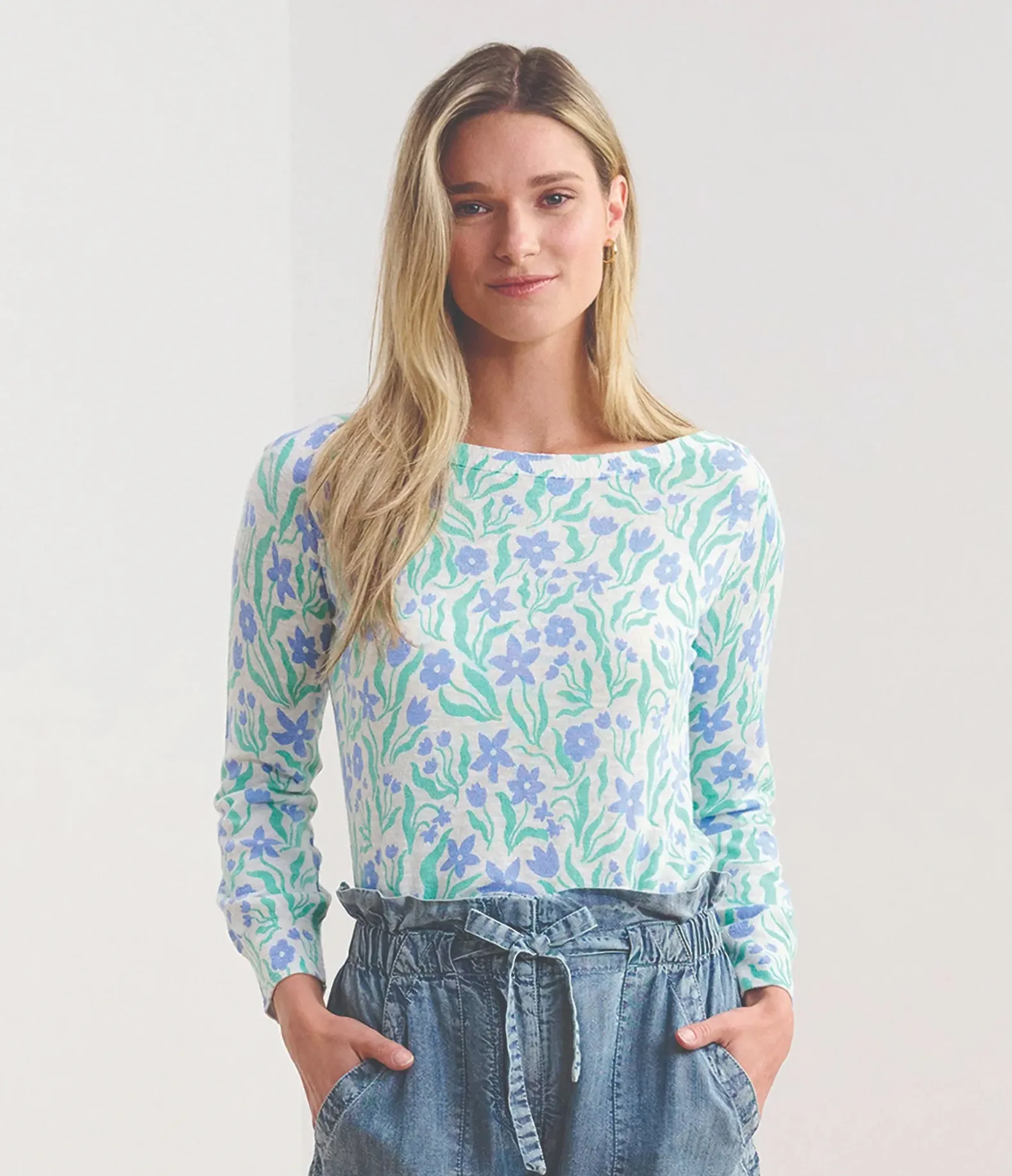 Hatley 3/4 Sleeve Knit Breton - Painted Flowers