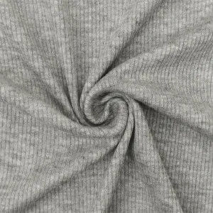 Heather Cloud Gray-Gray Stretch Rayon Rib Knit Fabric