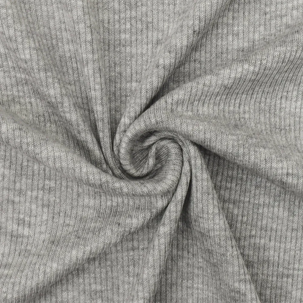 Heather Cloud Gray-Gray Stretch Rayon Rib Knit Fabric
