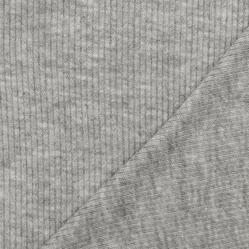 Heather Cloud Gray-Gray Stretch Rayon Rib Knit Fabric