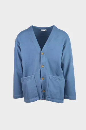 Heavy Jersey 4 Button Cardigan - Blue