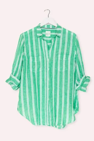 HUT - The Boyfriend Shirt - Kelly Green Stripe