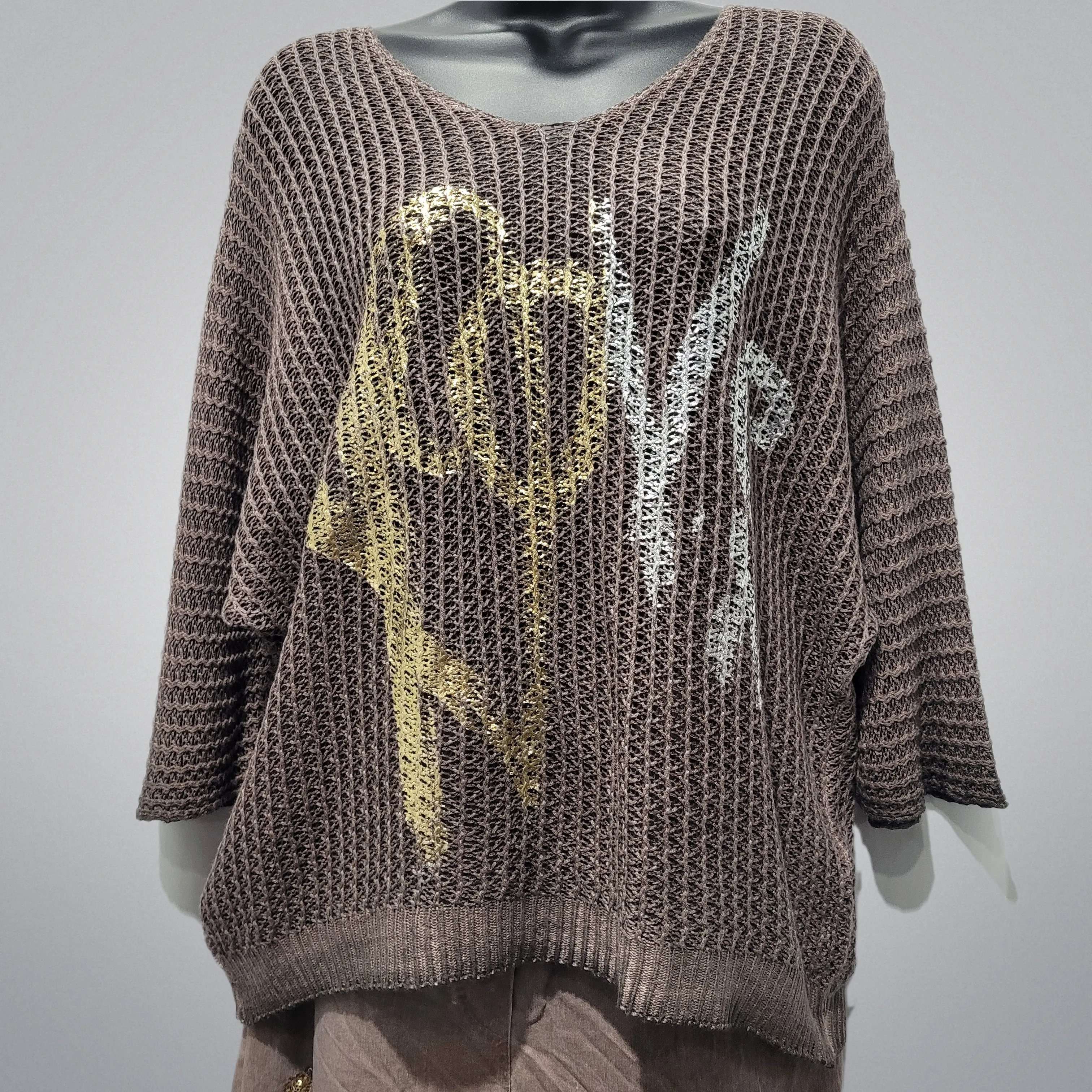 Italian Gold & Silver Lame "LOVE" Sweater Tops (in 5 colors)