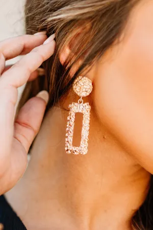 It's All True Gold Rectangle Earrings
