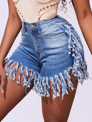 JuliaFashion - 2024 Women's High Waist Jeans Skinny Denim Street Shorts