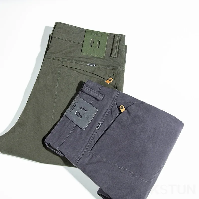 KSTUN Men's Luxury Pants Casual Business Straight Cut Stretch Mens Clothing Full Length Trousers Fashion Designer Large Size 40