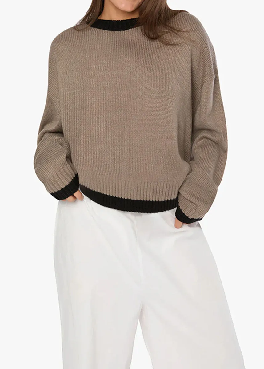 Layla Oversized Sweater - Stone & Black