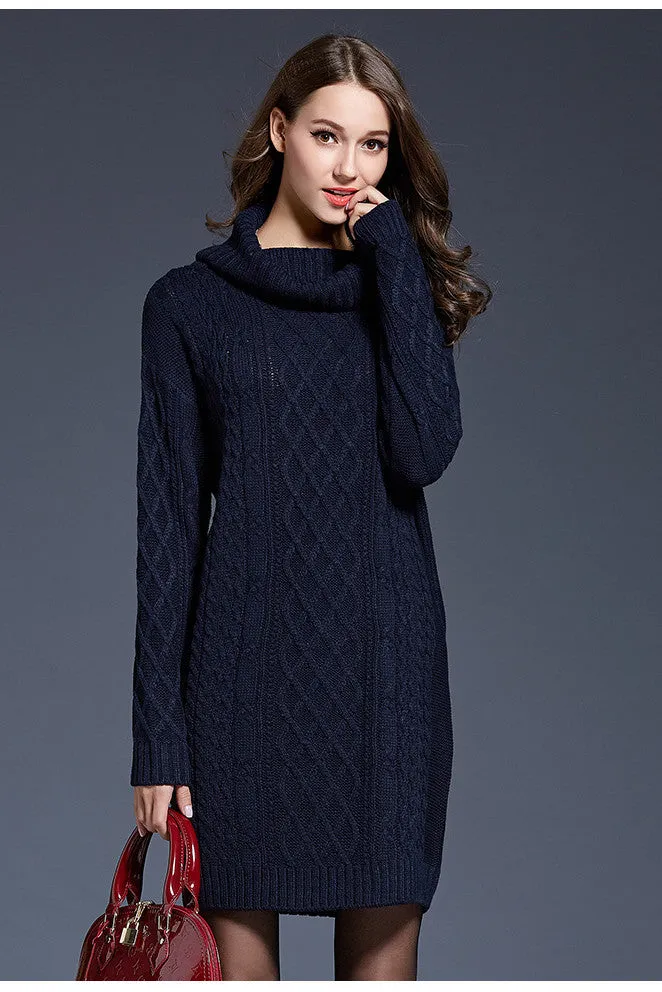 Long Sleeves High Neck Pure Color Long Sweater