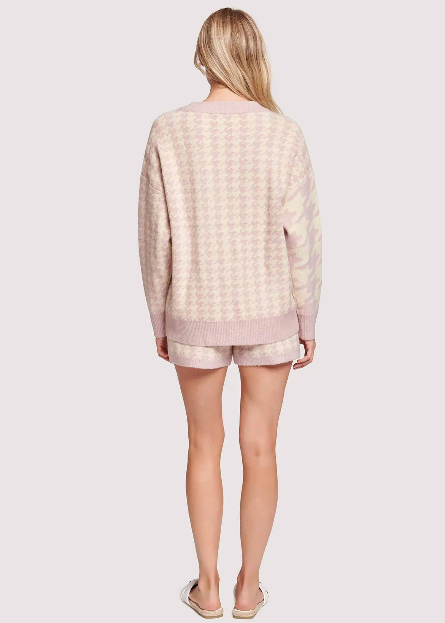 Lost   Wander Pink Houndstooth Nikki Cardigan