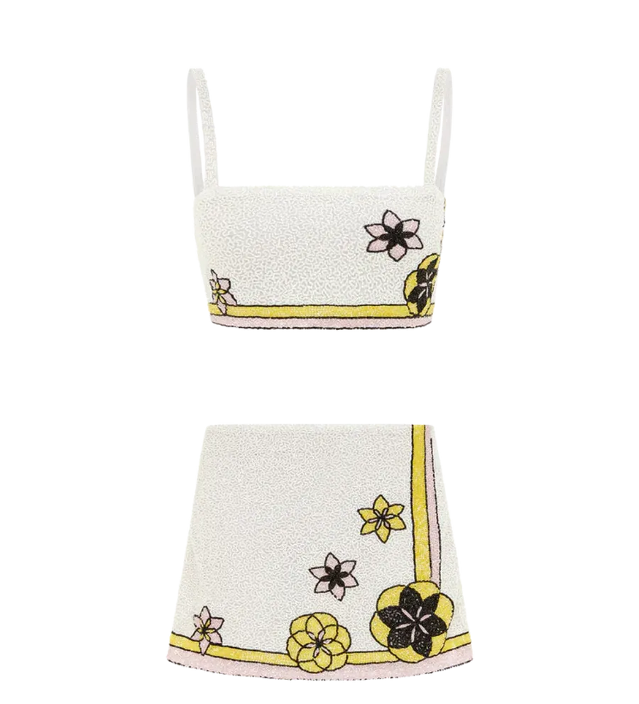 Mei Flattering Summer Luxe Co-ord Skirt White