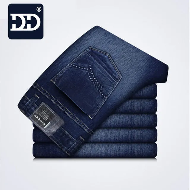 Men Jeans 2018 Deep Blue Slim Straight Jeans Men Pants