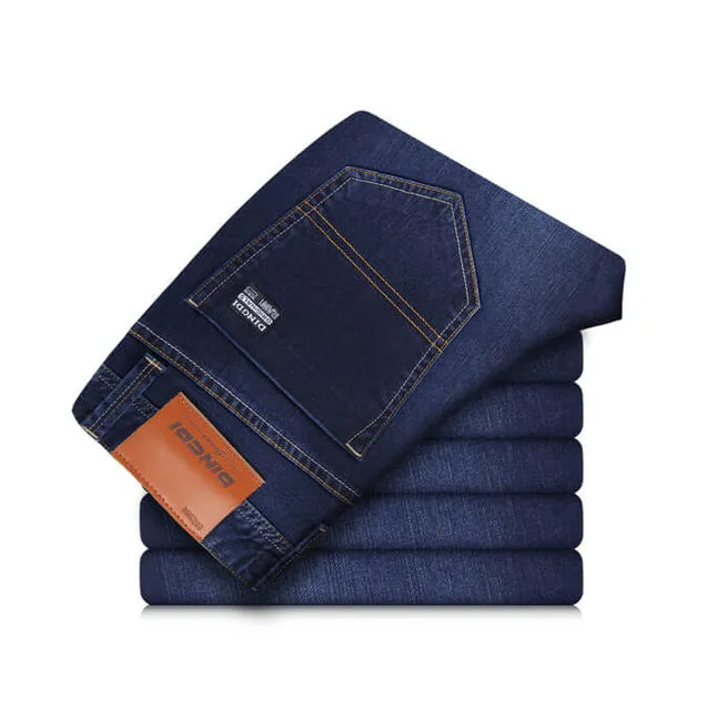 Men Jeans 2018 Deep Blue Slim Straight Jeans Men Pants