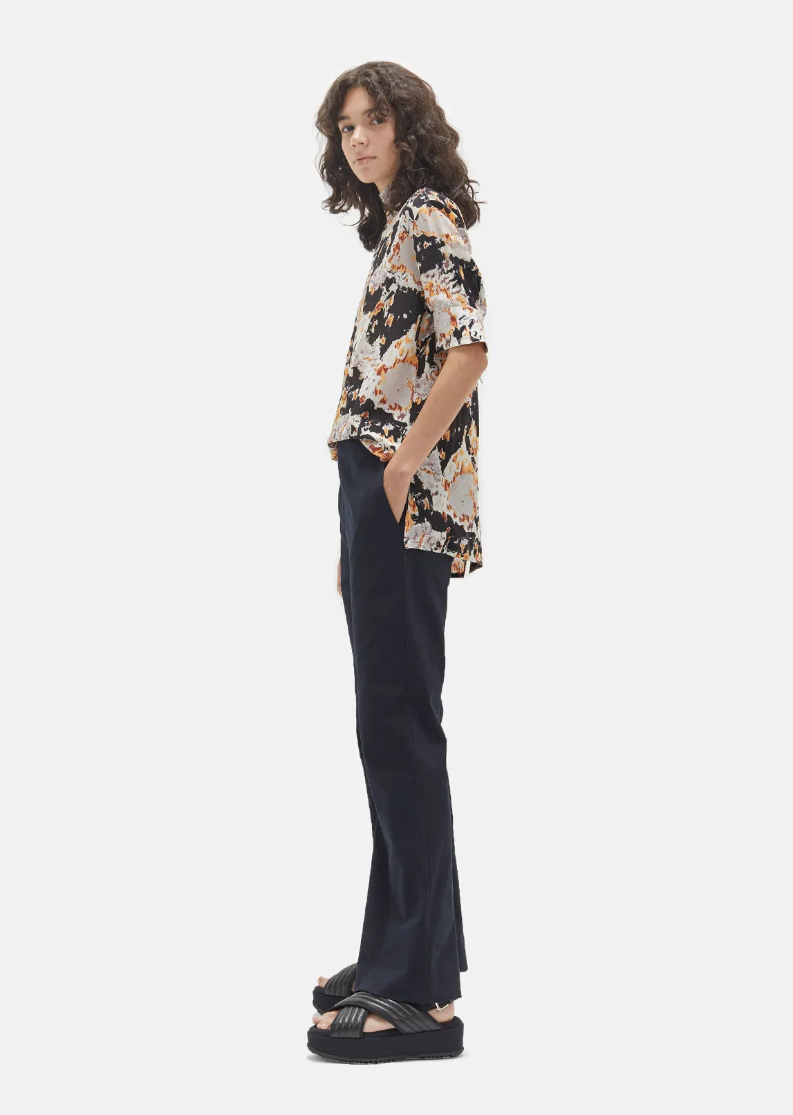Mockneck Print Blouse