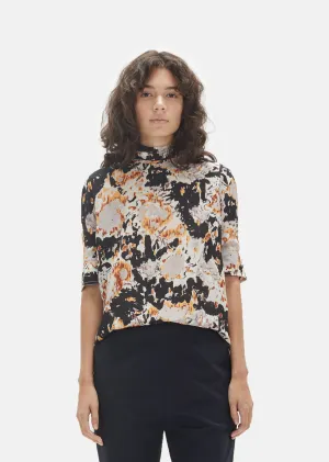 Mockneck Print Blouse