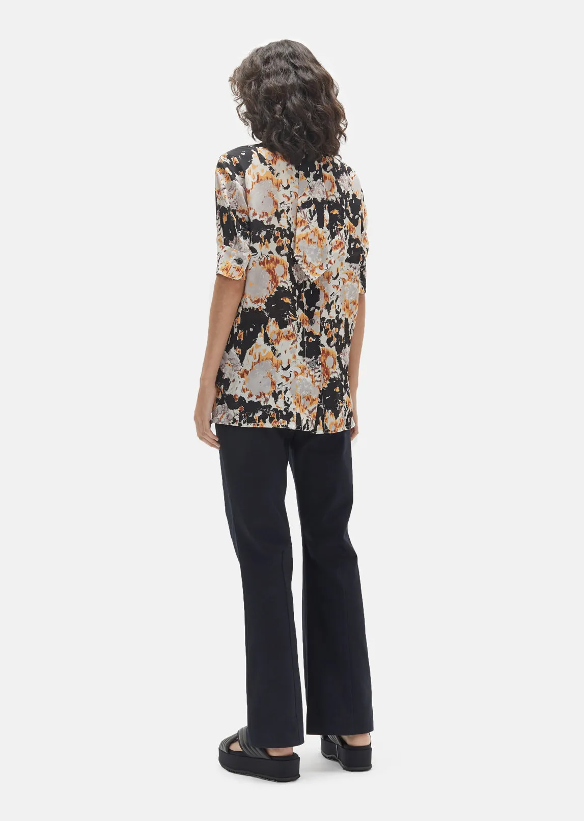 Mockneck Print Blouse